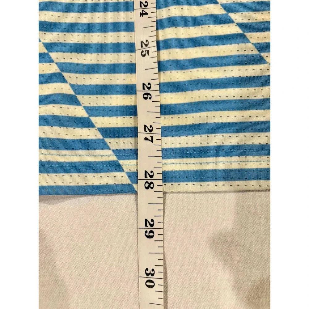Adidas Mens Golf Polo Shirt Blue‎ White Striped Conquistador 2XL Geometric Mesh